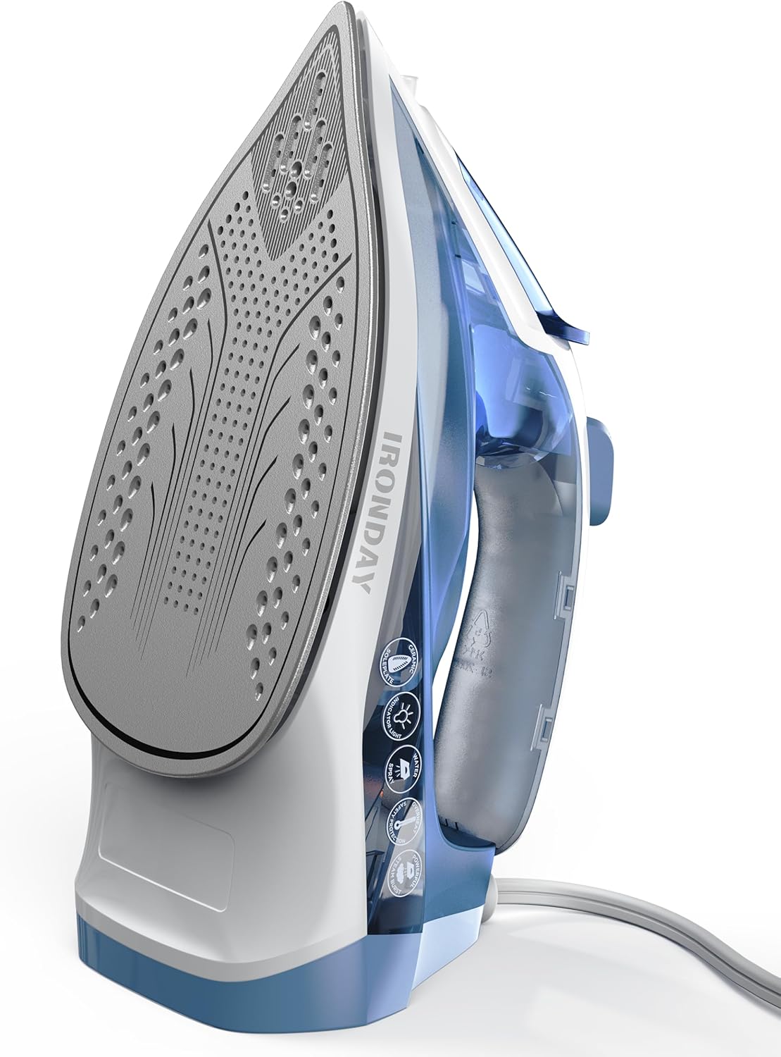 Steam Iron for Clothes Fast Heating, 1200W Iron with Non-Stick Ceramic Soleplate, Self-Cleaning