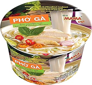 MAMA Pho Ga Instant Chicken Soup Bowl Noodle In Vietnamese Style, Silky-smooth, Chewy Rice Noodles With Piping Hot Aromatic Soup Mix (6-Bowl Pack, 2.29 oz Per Bowl)