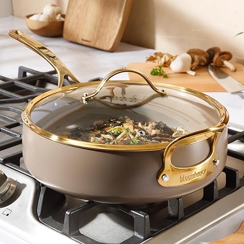 Miniatura 4 de Bloomhouse - Dos veces ganador de los Favoritos de Oprah - Sartén antiadherente de aluminio pesado de 6 QT Premium PFA libre con tapa para