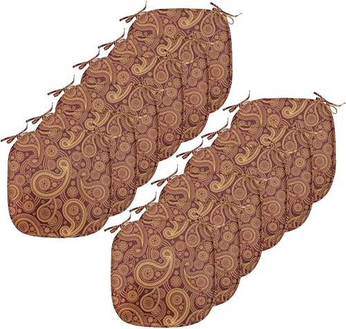 Vista 130 de Lunarable Orient - Cojín de asiento para silla, curlicues florales orientales con elementos artísticos venecianos, hojas de follaje, damasco a