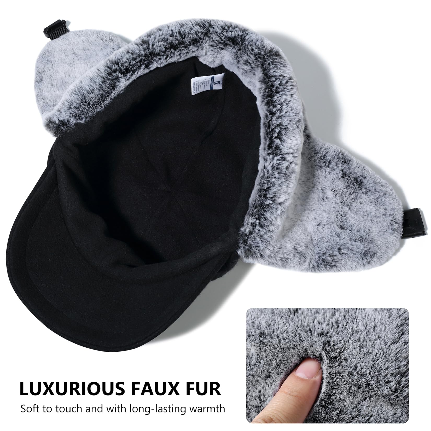 GADIEMKENSD Casquette de Baseball en Laine d'hiver Unisexe avec Rabats d'oreille doublés de Fausse Fourrure Chapeau de Trappeur avec Ligne réfléchissante