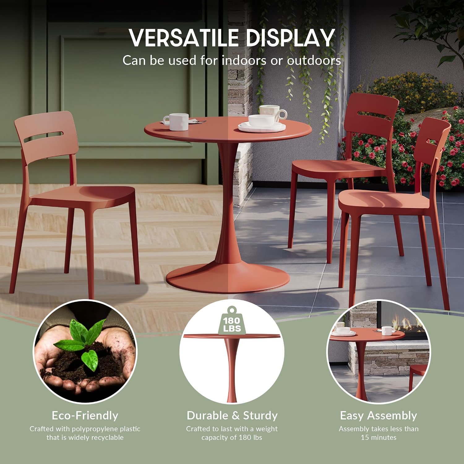 WestinTrends Playa 31.5" Round Outdoor Indoor Metal Cocktail Dining Table, Red