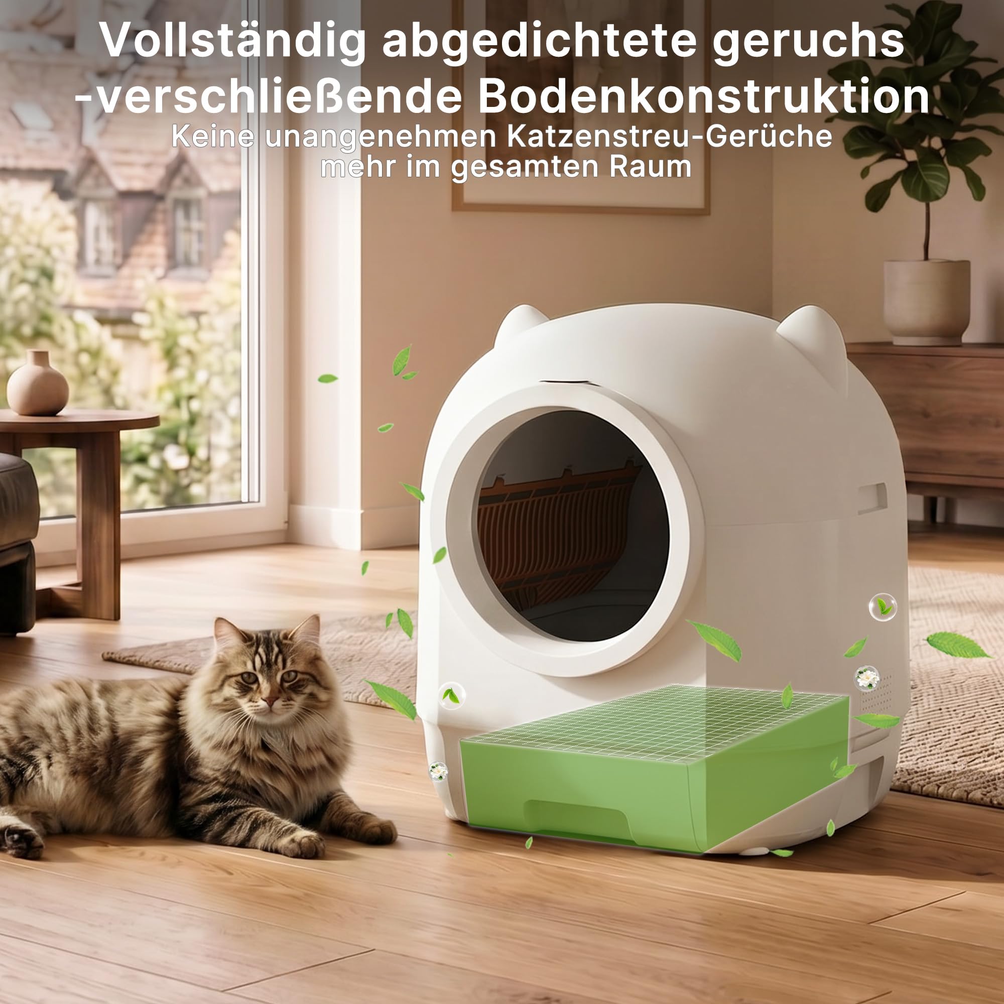 JUMMICO Elektrisches Katzenklo Selbstreinigend, die Selbstreinigende Katzentoilette XXL mit 90L Fassungsvermögen, Doppeltem Geruchsschutzsystem, Mehrfachem Sicherheitssystem und APP-Fernsteuerung