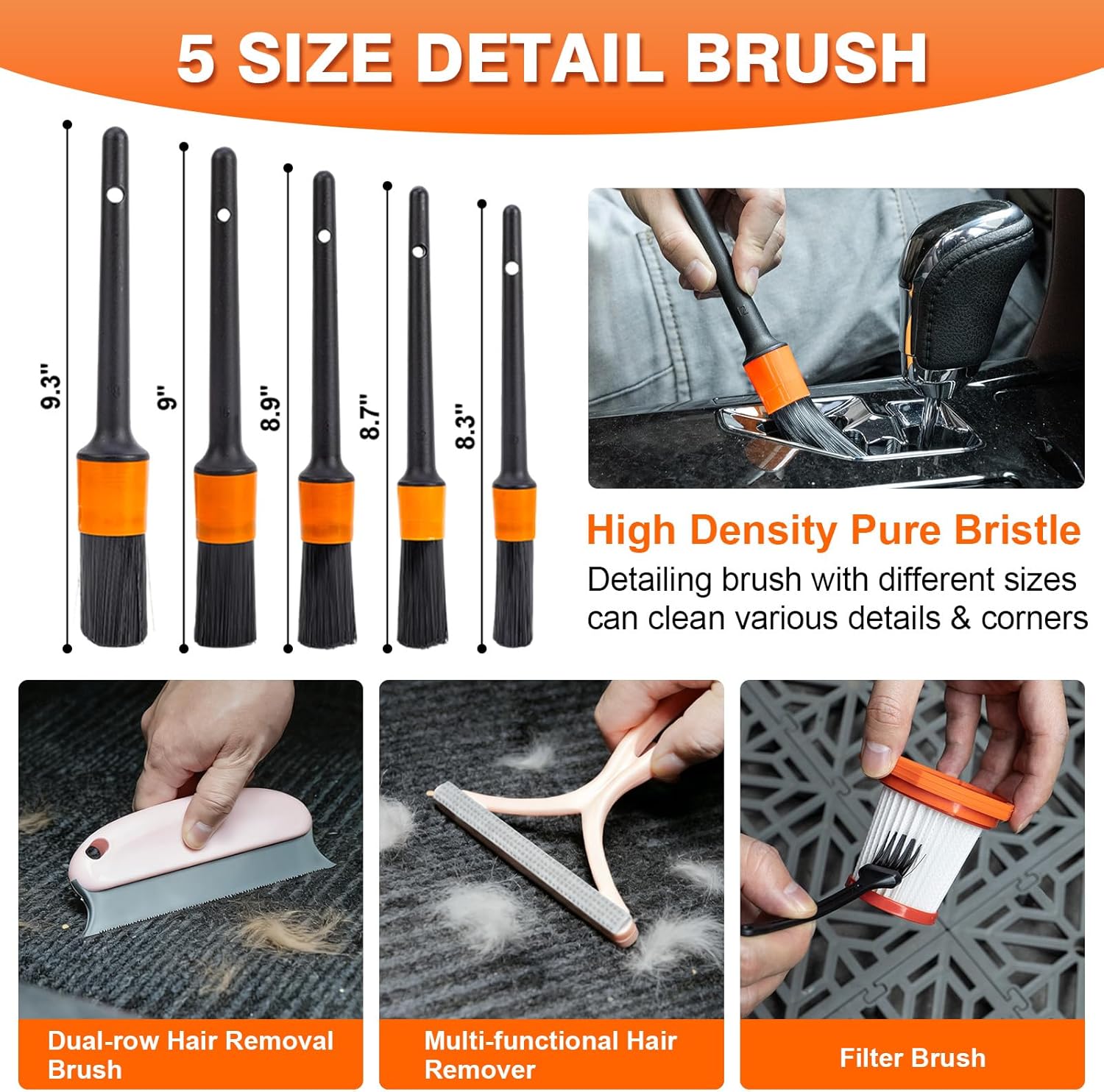 Car Cleaning Kit 19Pcs, Car Interior Detailing Kit with 12000PA High Power Handheld 12V Corded Vacuum, Detailing Brush Set, Cleaning Gel, Complete Car Vacuum Cleaner with Storage Bag for Men & Women