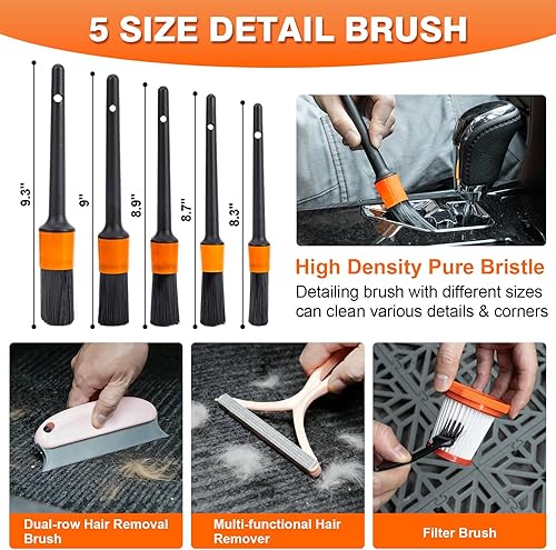 Miniatura 5 de Car Cleaning Kit 18Pcs, Car Interior Detailing Kit with 12000PA High Power Handheld Vacuum, Detailing Brush Set, Cleaning Gel, Complete Car Wash Kit