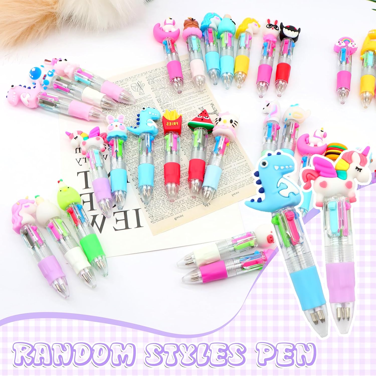 Scettar 32Pcs Multicolor Pen in One 4-in-1, Cute Ballpoint Pens Bulk for School Office, Classroom Prizes, Fun Writing Gifts Goodie Bags Stuffers Party Favors image 5