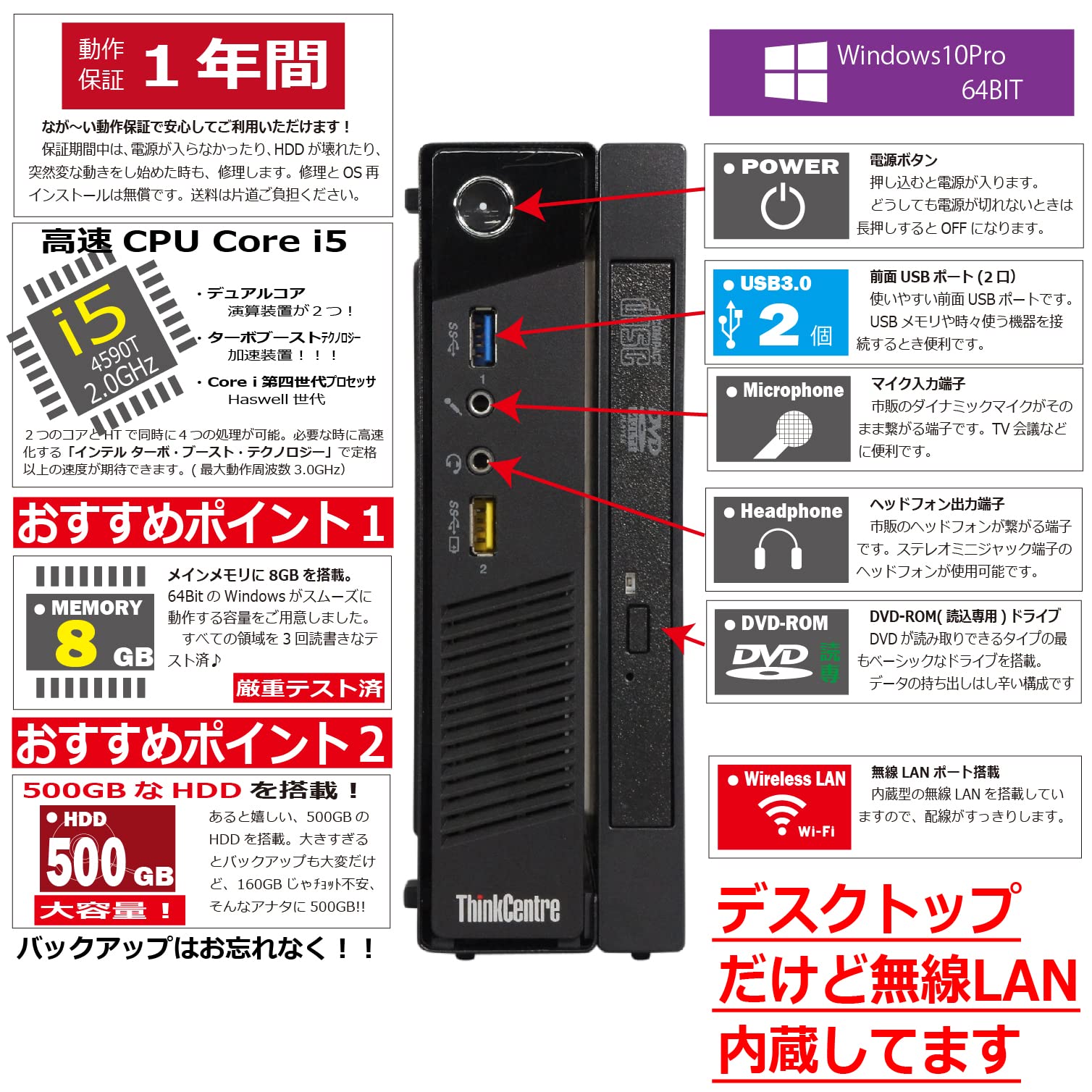 Amazon.co.jp: 中古パソコン Lenovo ThinkCentre M93p Tiny
