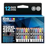 Compatible Ink Cartridges Replacement for Canon 250 251 PGI-250XL CLI-251XL to use with Pixma MG6320 MG7120 MG7520 IP8720 (12 Pack, 2 PGBK, 2 Cyan, 2 Magenta, 2 Yellow, 2 Black, 2 Gray)