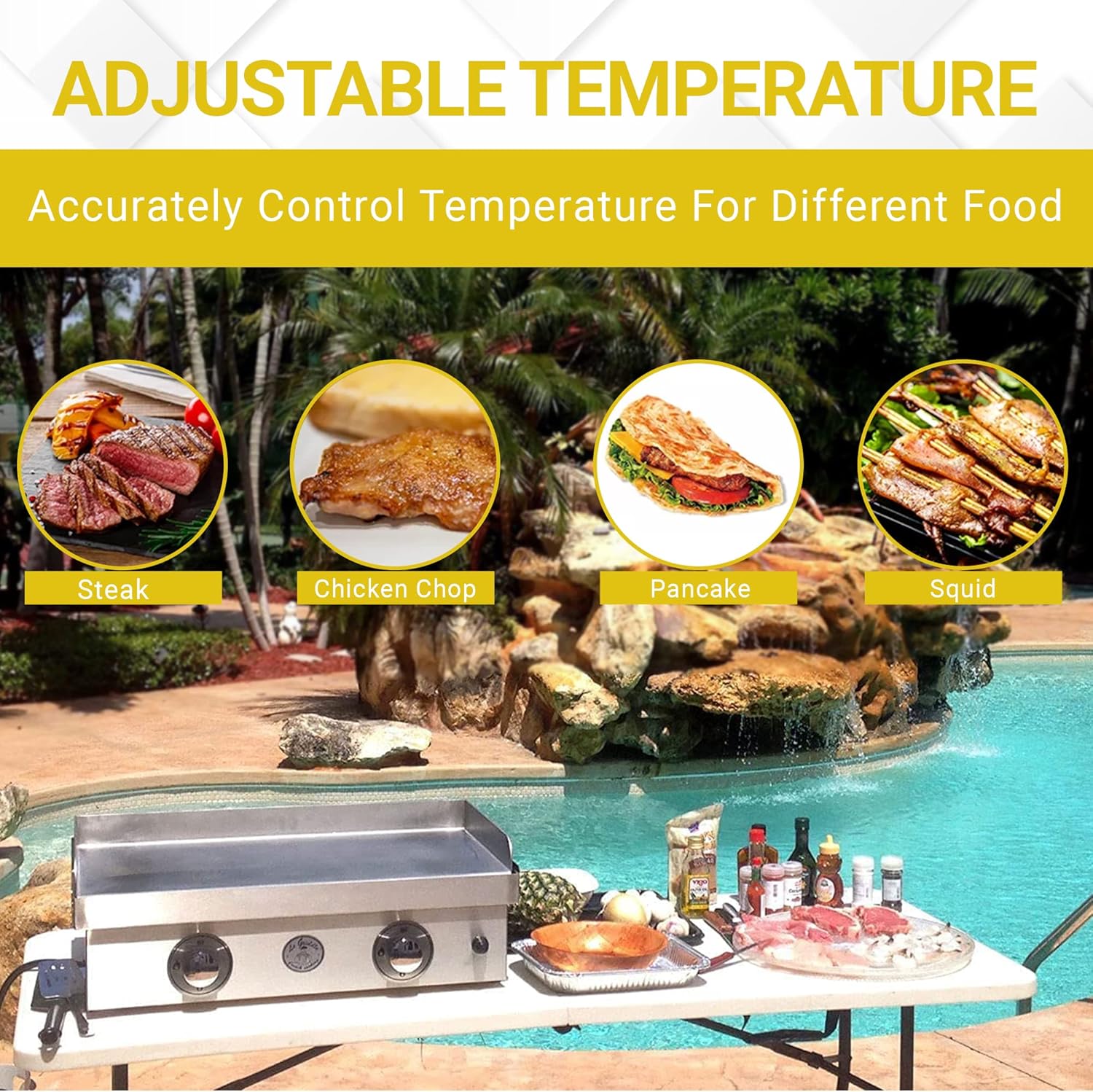 Le Griddle,2 Burners Stainless Steel 30" Griddle for Natural Gas, for Outdoor Grill Camping & Home Cooking, Easy to Clean & Durable 18,000 BTU’s Tabletop/Built-in
