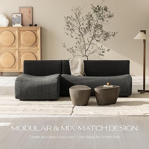 Miniatura 4 de Sofá de 3 plazas Boneless con juego de diván, sofá modular modular de 95 pulgadas, sofás reversibles en forma de L con asiento profundo, sofás de