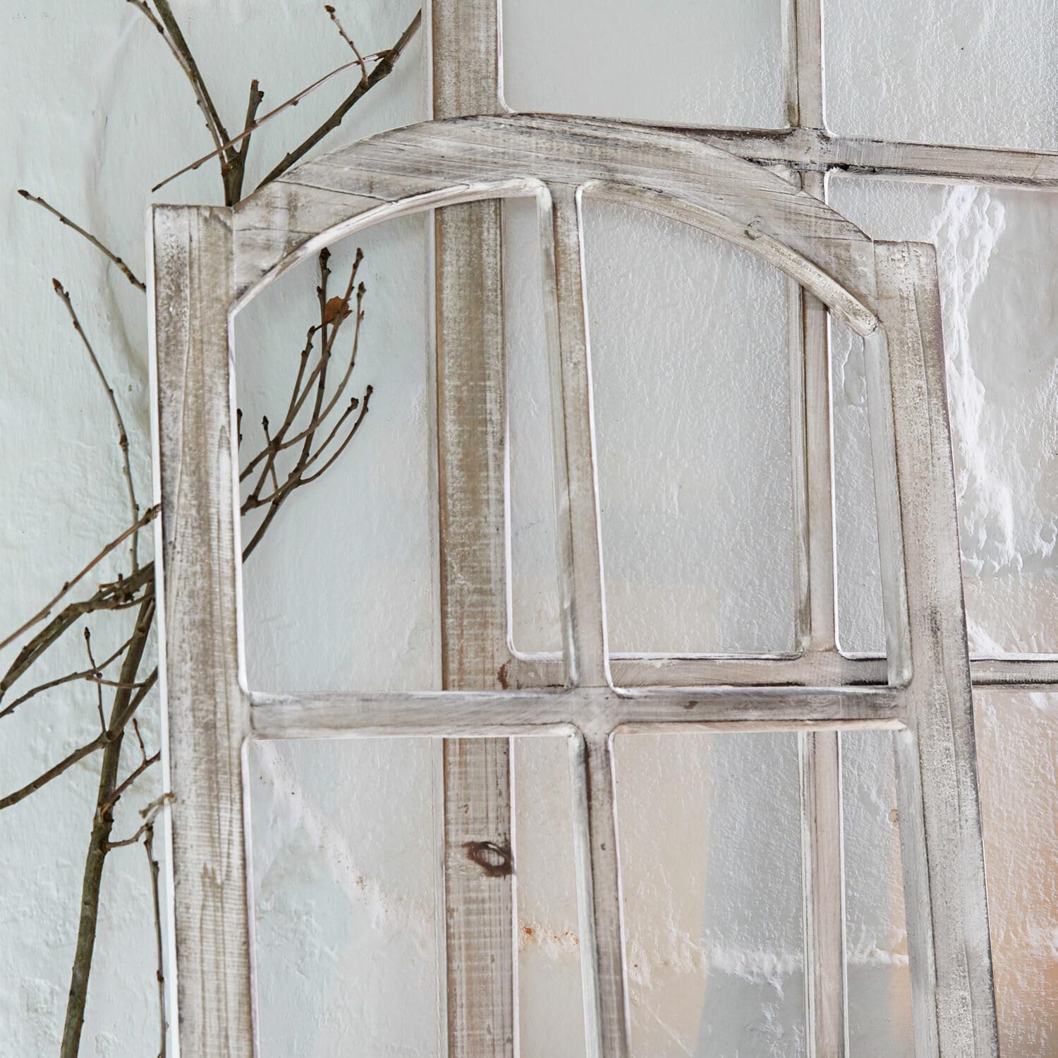 Loberon Deko-Fenster 2er Set Parakou – Nostalgie-Charme, White-Washed-Finish, Antikbraun, authentische Patina – Tannenholz, antikweiß | Nostalgie-Charme, White-Washed-Finish, Antikbraun, authentische Patina, Tannenholz