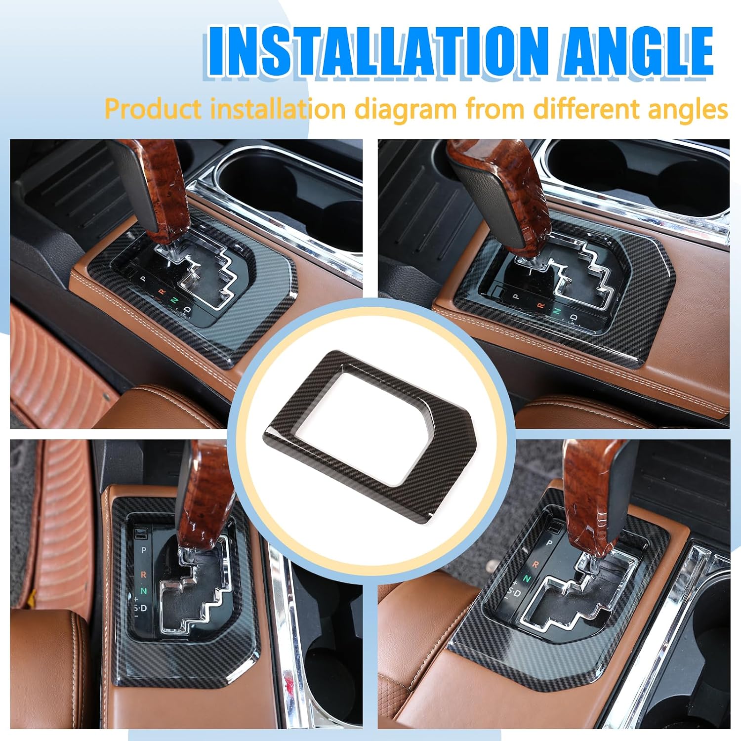 Compatible with Toyota Tundra 2014-2021 ABS Center Console Gear Shift Panel Frame Trim Car Accessories (Carbon Fiber Style)