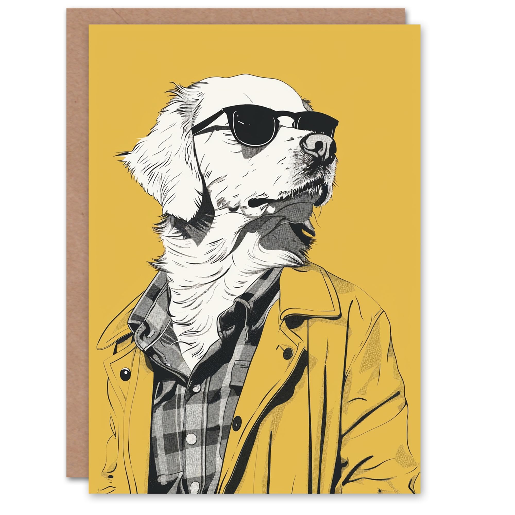 Artery8 Birthday Card Golden Retriever Cool Guy Dog Lover Pet Design For Him Man Male Dad Brother Son Papa Grandad Greeting Card