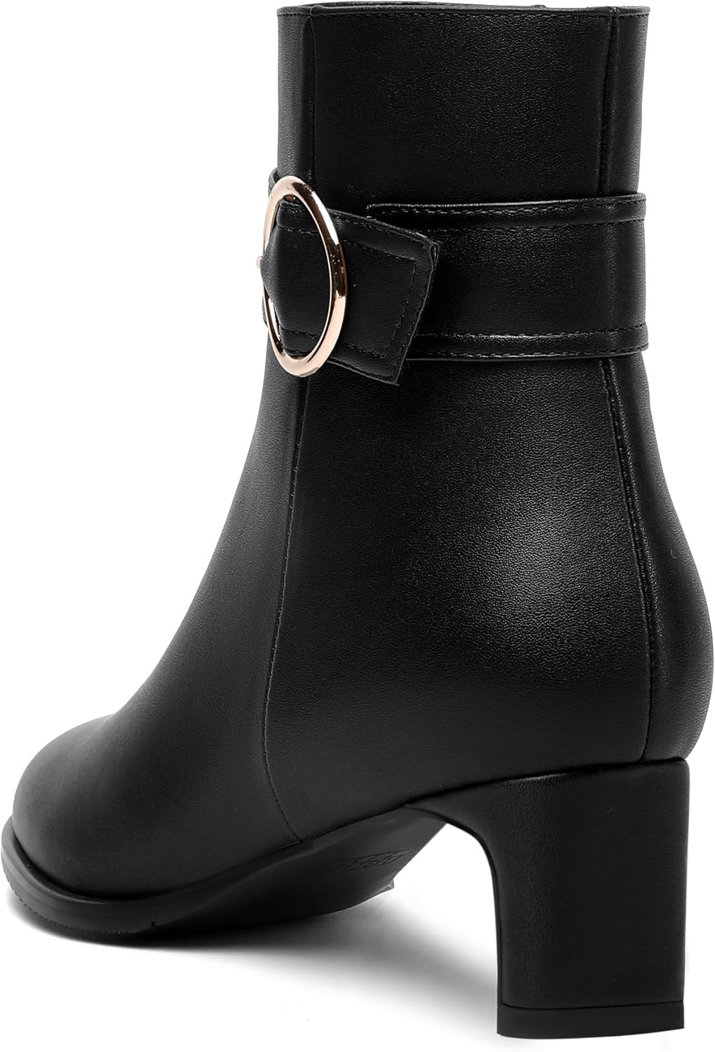FEMSTEP Womens Matte Zip Dress Dating Round Toe Chunky Low Heel Ankle High Boots 2 Inch
