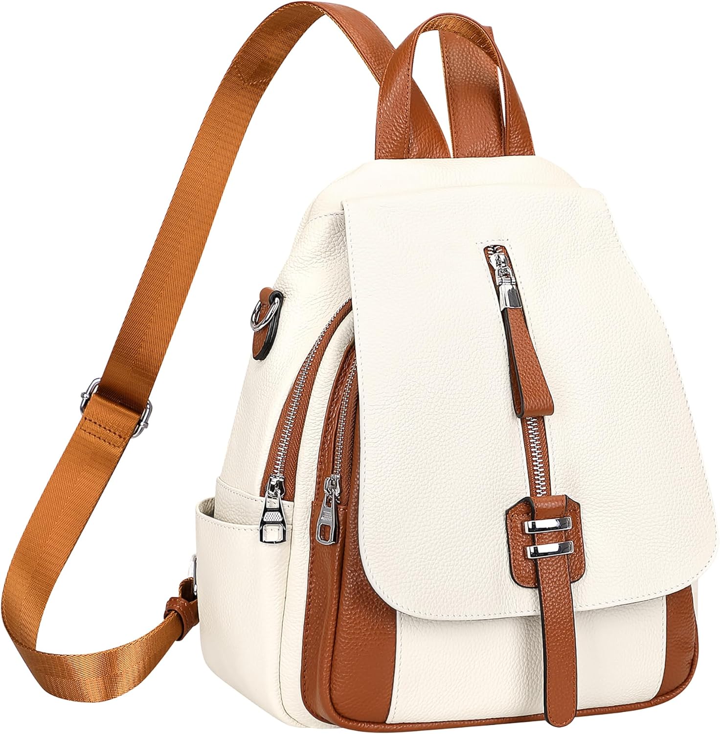ALTOSY Genuine Leather Backpack for Women Convertible Shoulder Bag with Buckle Flap - Image 2