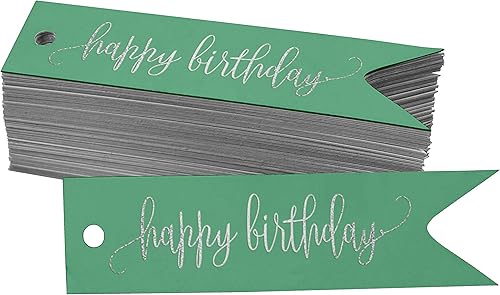 Miniatura 152 de Etiquetas de papel para colgar con texto en inglés «Happy Birthday», 100 unidades Azul,Aqua Blue,Negro -,azul, cerceta (Dark Teal Blue),Rosa