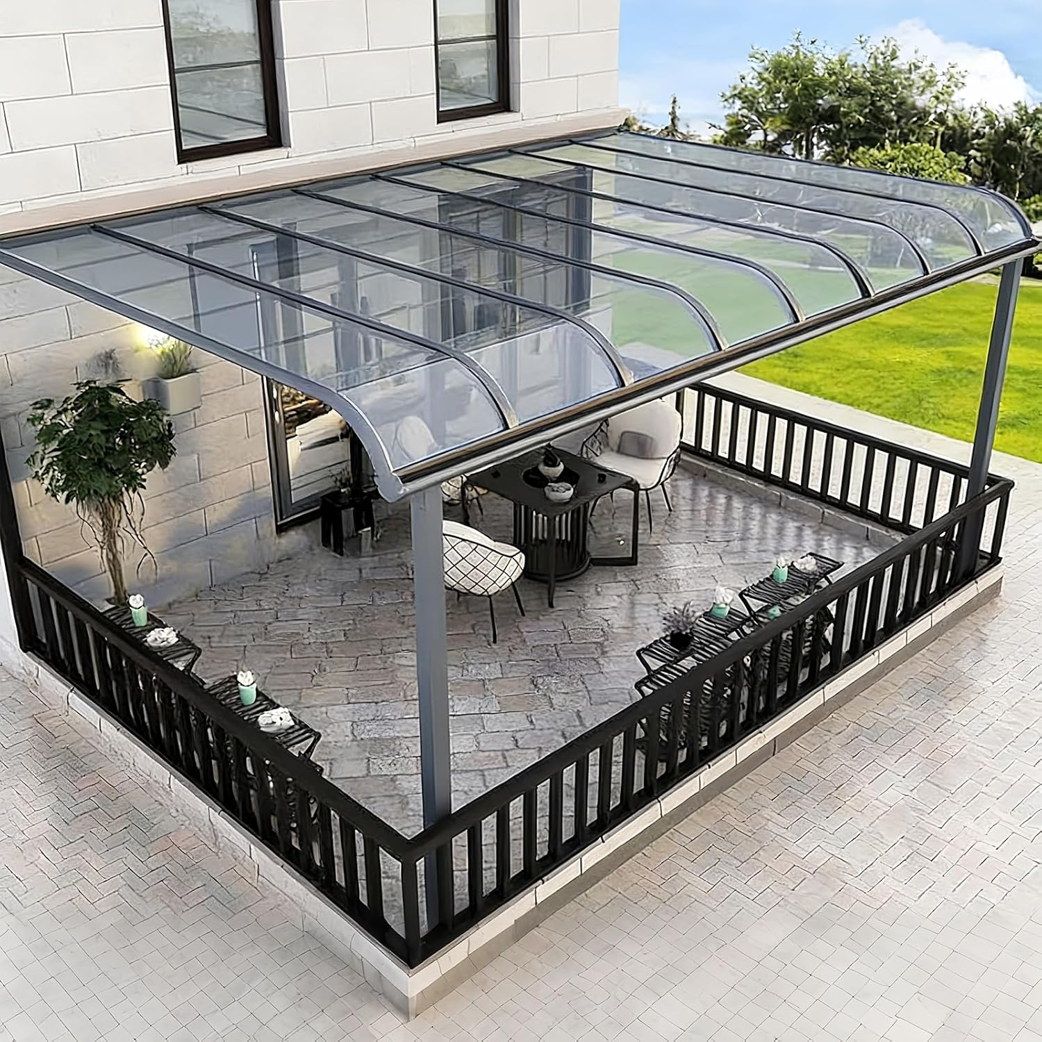 1.5mm Polycarbonate Roofing Sheet, Transparent UV-Resistant Outdoor Roof Panel, Replacement Shed Panel, Weather-Resistant, Easy to Cut for Patio, Pergola, Greenhouse, Shed