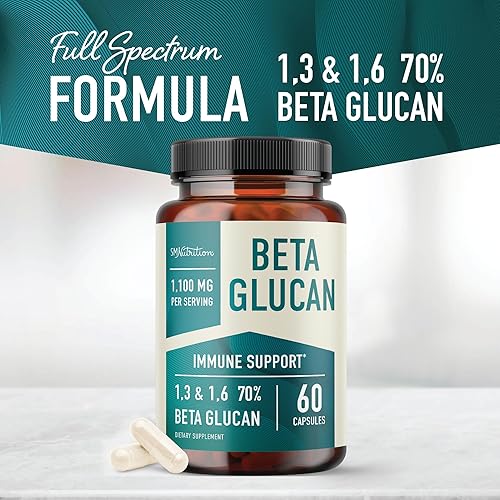 Miniatura 3 de Suplemento beta glucano de 1100 mg para apoyo a la inmunidad, la piel y el intestino | Fórmula extra fuerte 1,3D y 1,6 beta-glucanos | 85%