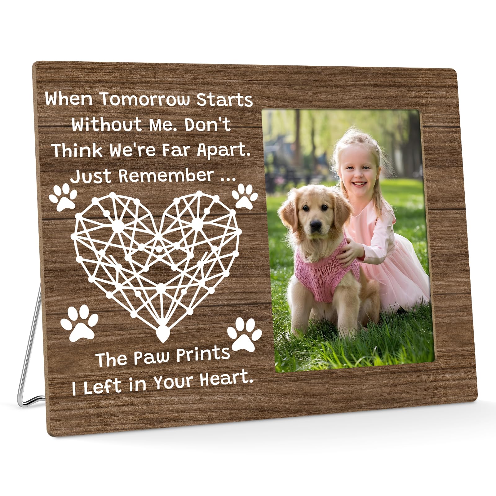 Dog Memorial Picture Frame Pet Memory Photo Frame for 4x6 Inch Photo Loss of Dog Sympathy Gift Pet Bereavement Remembrance Gifts Passed Away Wooden Picture Frames for Cat Animal Lover Keepsake