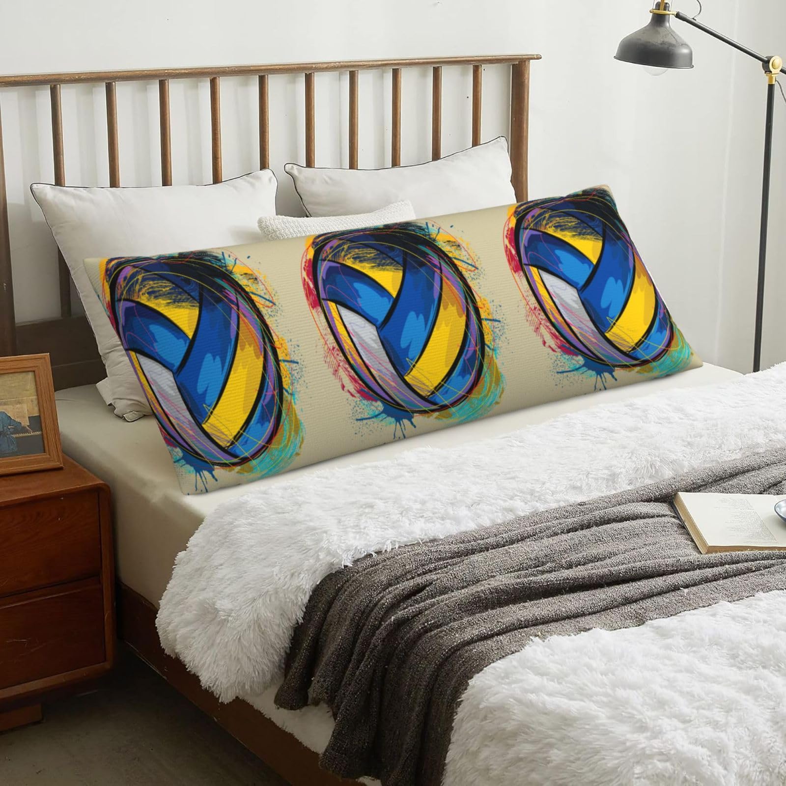 Volleyball, Body Pillow Cover with Zipper,Long Body Pillowcase 20 x 60 in