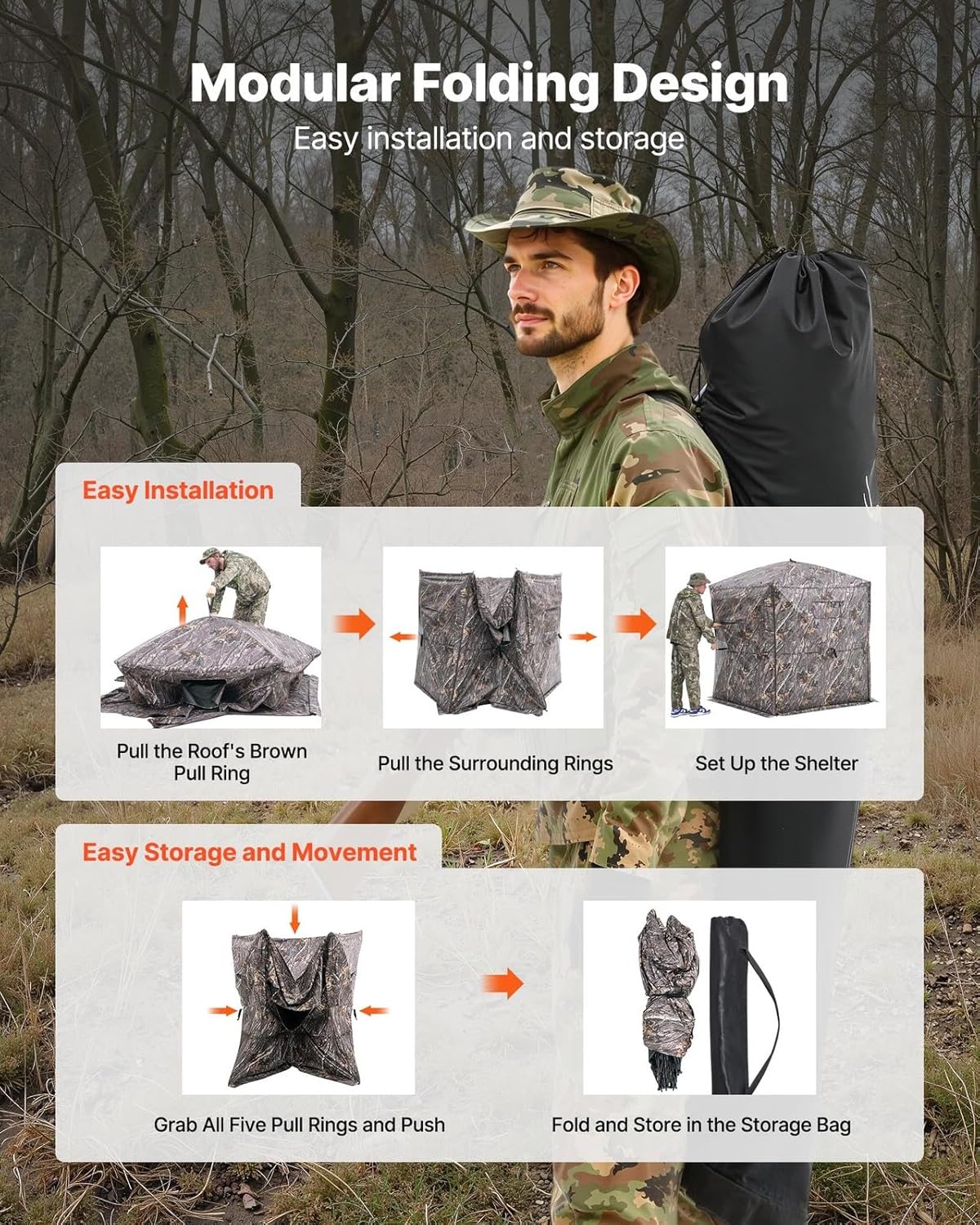 6-7 Person Portable Hunting Blind Ground Deer Duck Blind with Carrying Bag