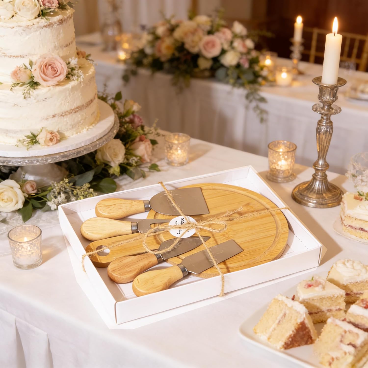4 Set Bridal Shower Game Prizes for Winners, Baby Wedding Shower Favors, Round Small Charcuterie Board Personal, Mini Bamboo Cheese Board Bulk Return Gifts for Guests, 6 inch
