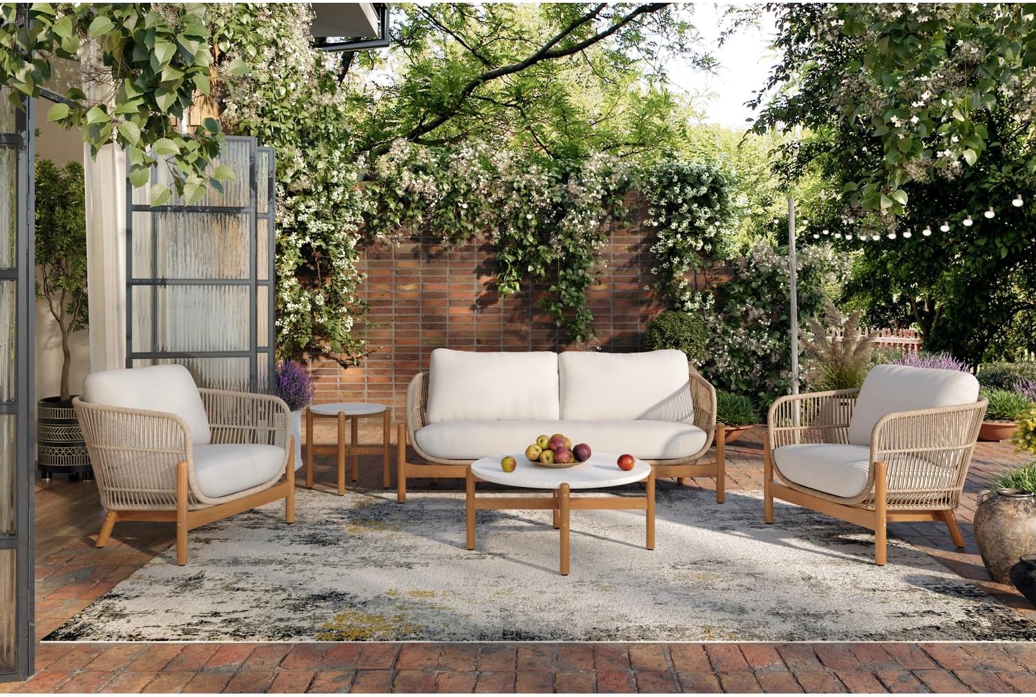 New Classic Furniture Solstice Wood Coffee Table with Terrazo Top in Natural