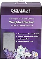 Vista 7 de Dream Lab - Manta con peso reversible de amatista y cristal de cuarzo con funda extraíble, 15 libras, color gris
