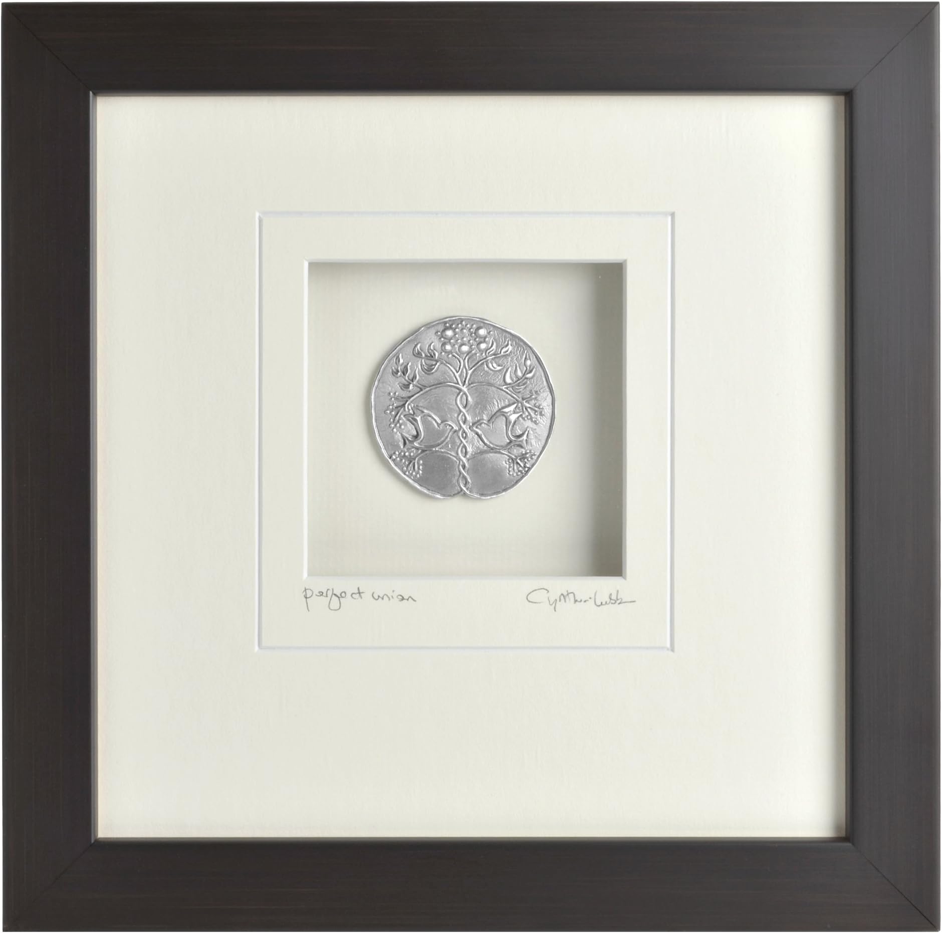 Cynthia Webb Designs Perfect Union Framed Pewter 9"x9" Dark Espresso Finish Wood Frame – Handcrafted in the USA