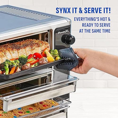 Miniatura 7 de PowerXL SmartSynx - Horno freidora de aire de doble puerta, cocina diferentes alimentos al mismo tiempo, 10 funciones de cocción incluyendo hornear,