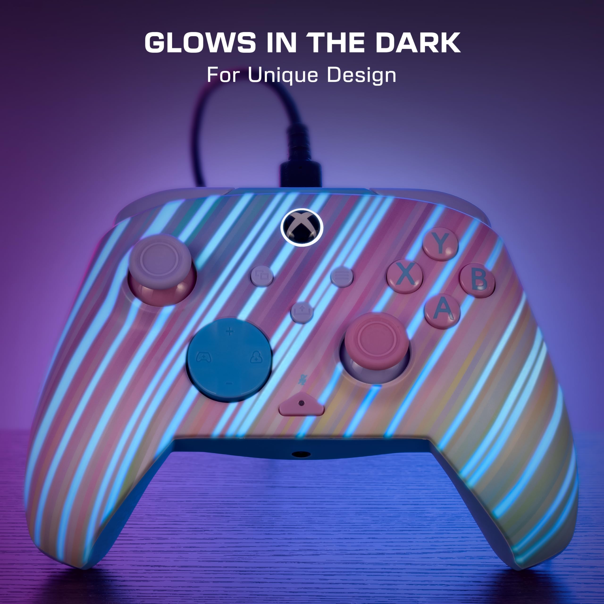 Turtle Beach Rematch Advanced Wired Gaming Controller for Xbox & PC – Glow, Remappable Buttons, Hair Triggers, Audio Controls, 8ft Cable, Officially Licensed by Xbox – Cotton Candy