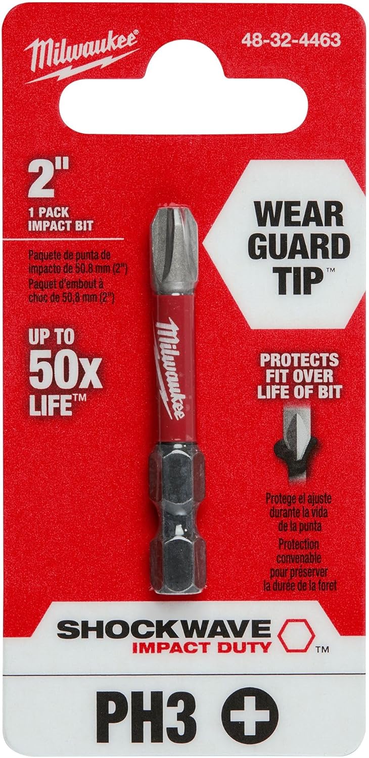 MILWAUKEE ELECTRIC TOOL 48-32-4463 Shockwave 2" Power Bit Phillips #3