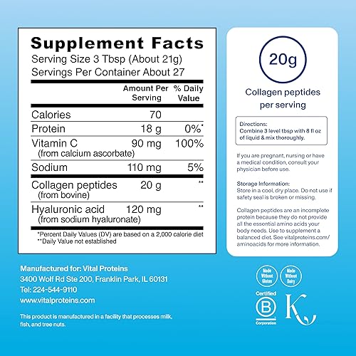 Vista 21 de Vital Proteins Suplemento en polvo de péptidos de colágeno, paquete de 9.33 onzas envuelto en plástico - Colágeno hidrolizado sin OMG, libre