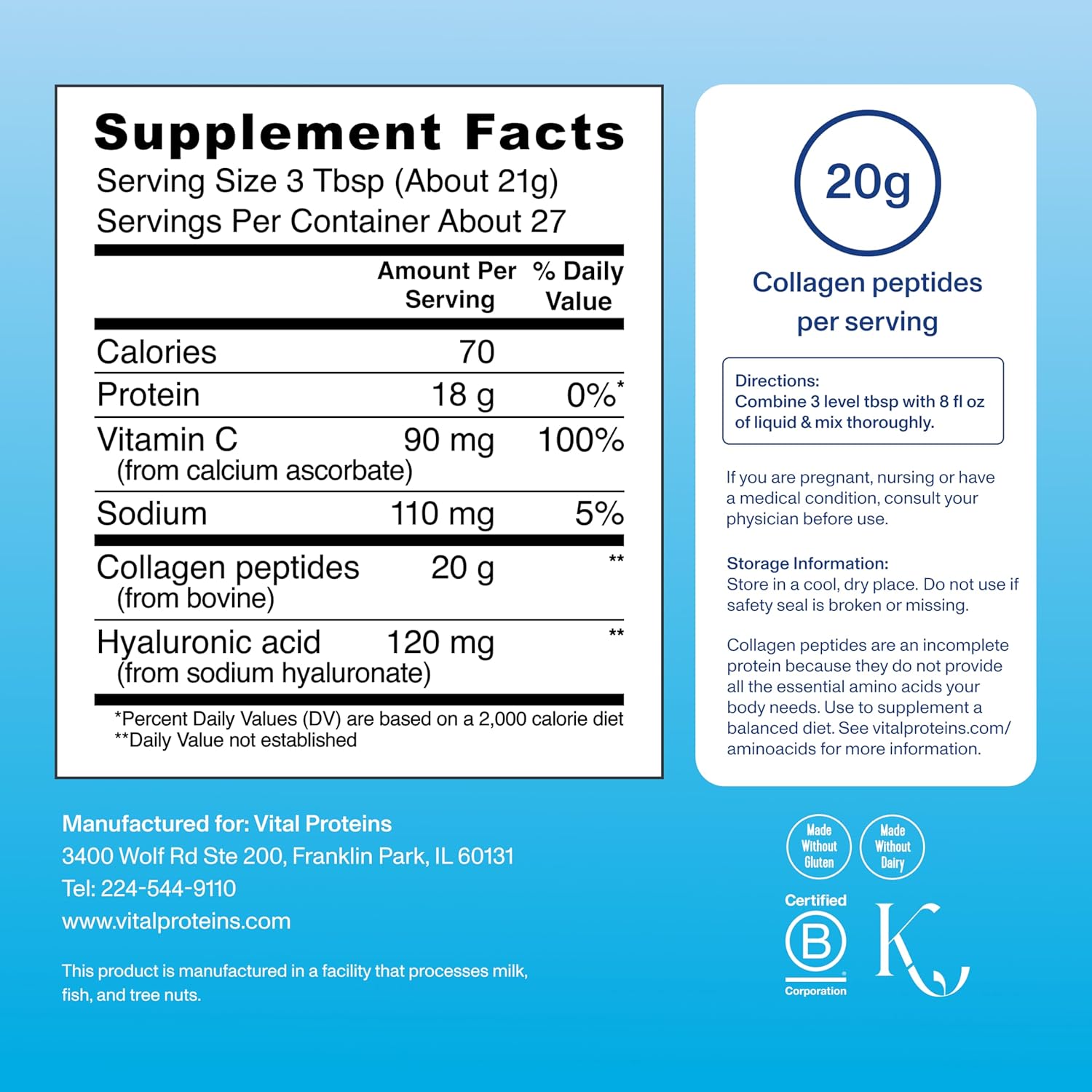 Vital Proteins Collagen Peptides Powder Advanced with Hyaluronic Acid & Vitamin C - 20oz Collagen Protein, Unflavored, 27 Servings 7 Vital Proteins Collagen Peptides Powder Advanced with Hyaluronic Acid & Vitamin C - 20oz Collagen Protein, Unflavored, 27 Servings - Image 5