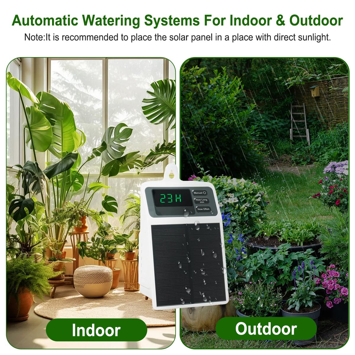 Irrigazione Aautomatica Solare, Irrigazione Programmabile Fai da Te 15 Giorni, Impermeabile con Display Digitale, Kit Irrigazione Solare per 10 Piante in Vaso, Interno, Balcone, Terrazzo ed Esterno