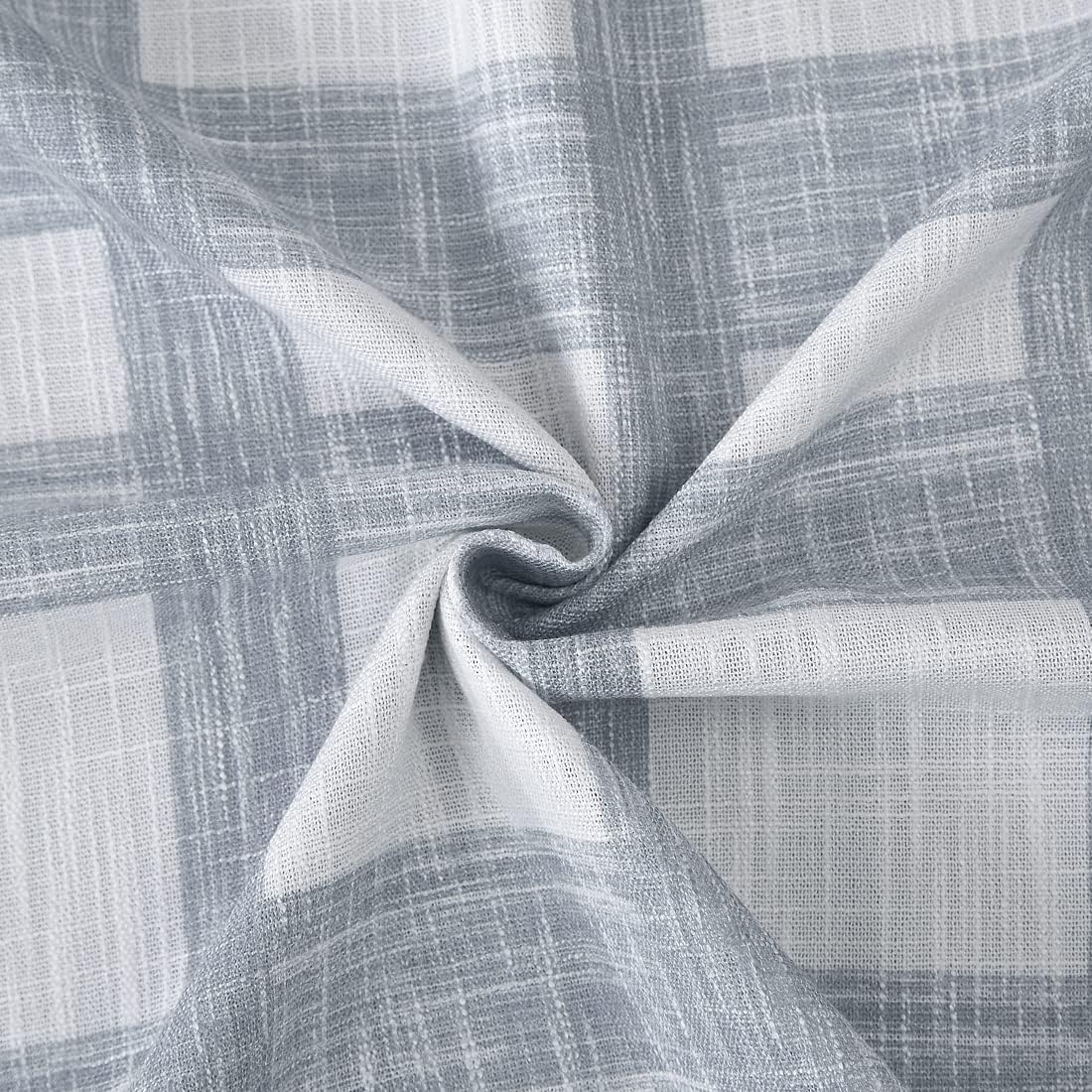 Plaid Blackout Window Curtain Buffalo Check Geometric Panel 108 Inches Extra Long for Bedroom Living Room Grommet Top Rustic Farmhouse Thermal Insulated Drape, 50"x108"x2, Dusty Blue/White