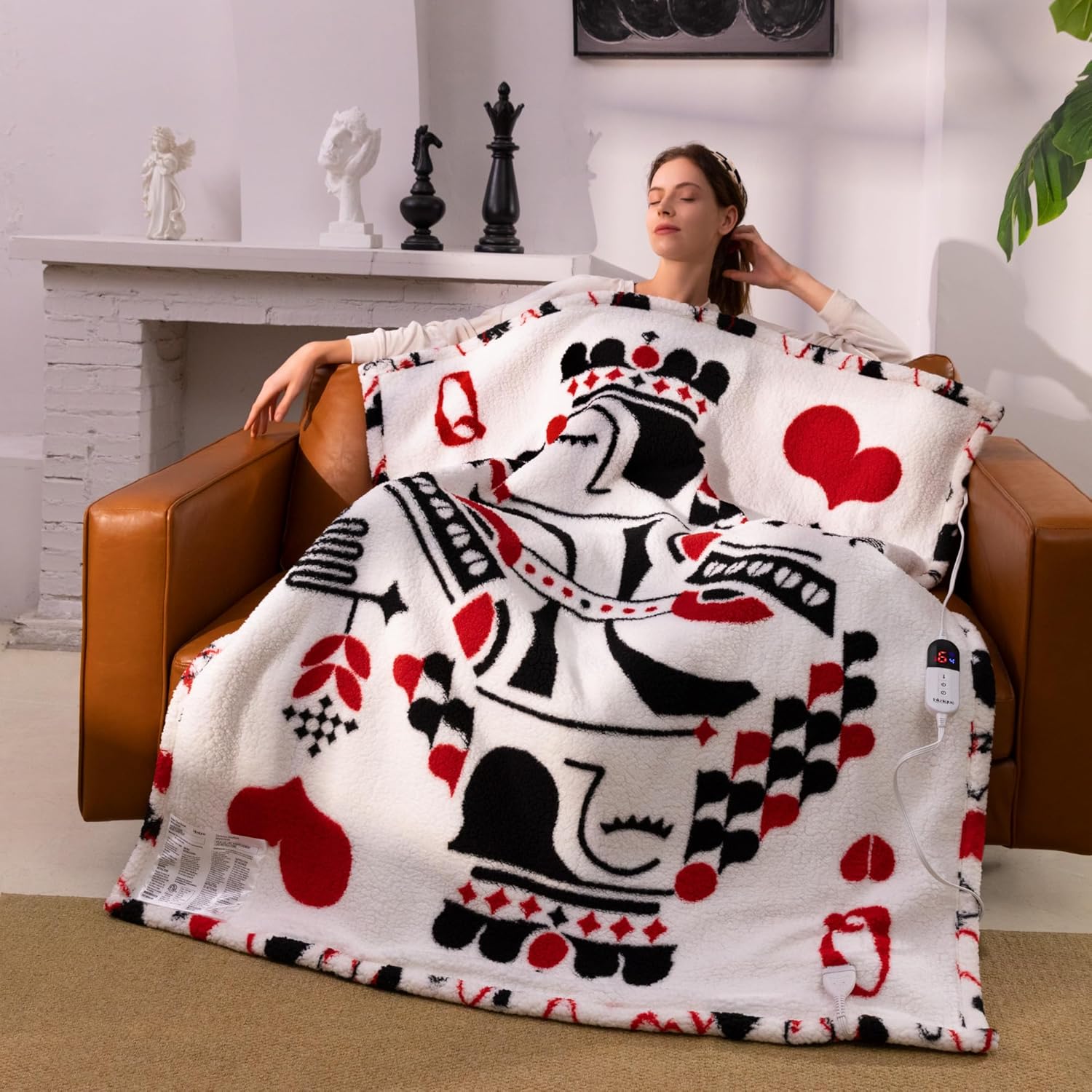 Heated Electric Blanket Throw 50 x 60” Double Sherpa Heating Throw Blanket Reversible Ultra Cozy for Long-Lasting Heat Lock with Smart 6 Heating Setting & 4 Hours Auto Off, Machine Washable