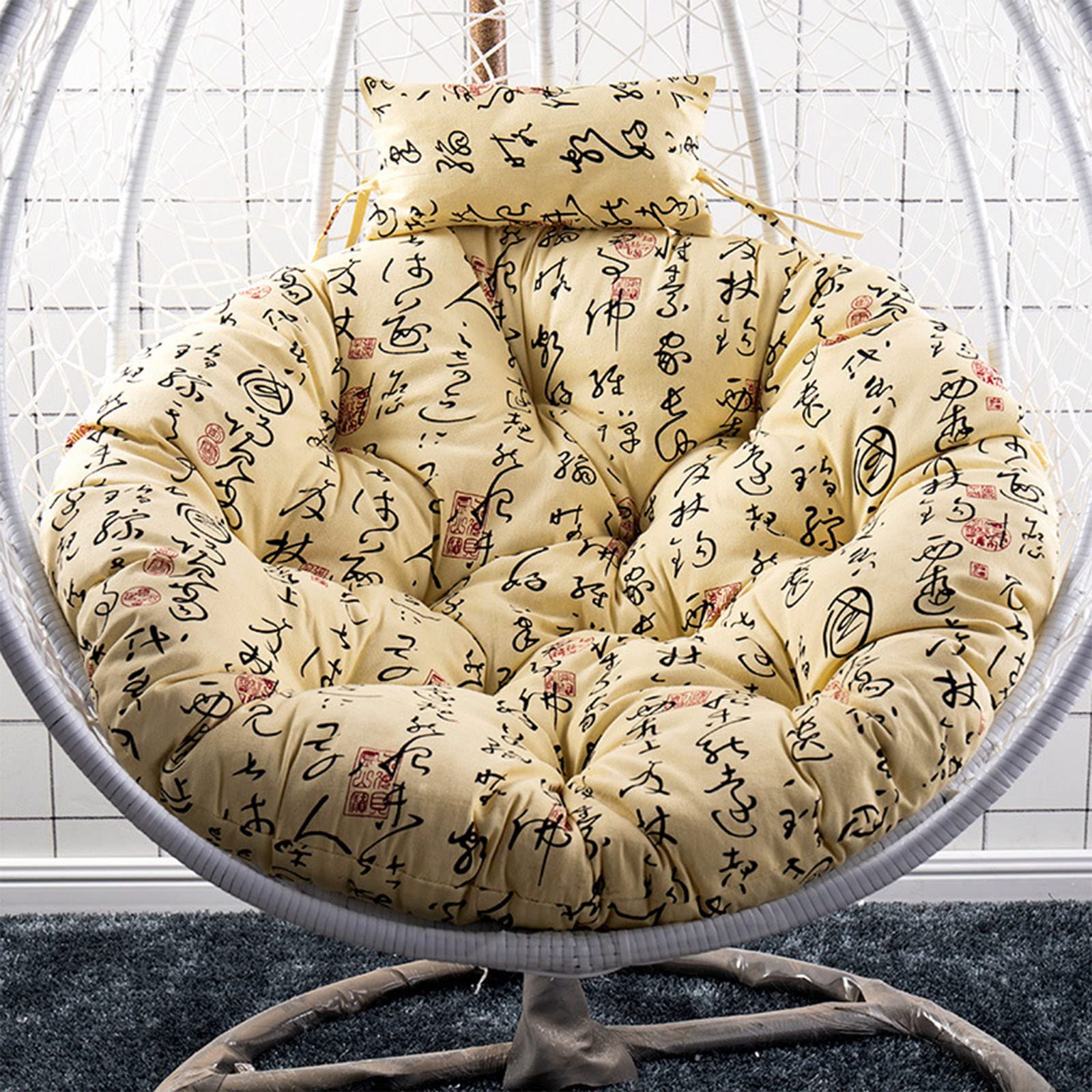 UGZXCVBN Egg Chair Cushion, Egg Chair Hanging Swing Cushion With Pillow Washable Floral Multicolor 105/120 cm(S,120cm)
