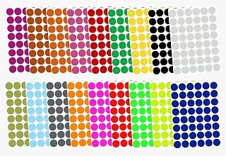 Royal Green Round Stickers 5/8" inch in 18 Assorted Colors. Colored Sticker dots 17mm - 864 Pack