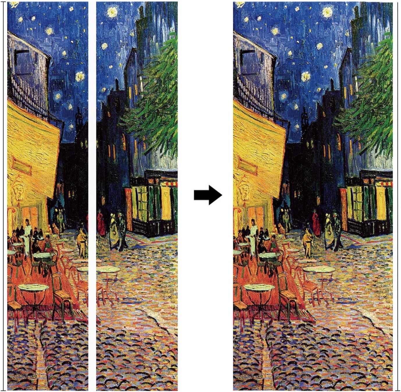 A.Monamour 3D Door Stickers for Interior Doors Café Terrace at Night Poster by Vincent Van Gogh Vinyl Removable Self Adhesive Door Poster Wallpaper Mural Decals for Bedroom Office Bathroom