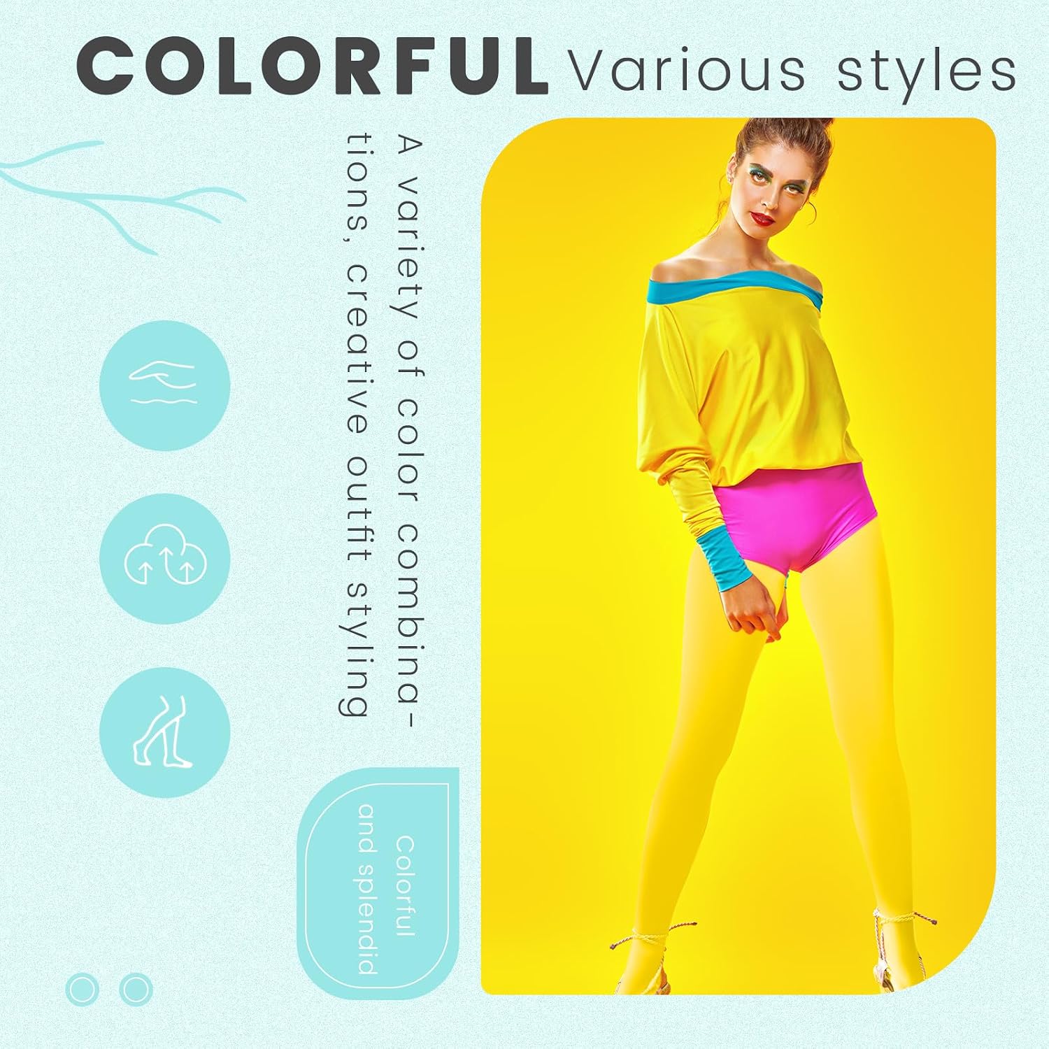 8 Pairs Solid Color Opaque Tights Set 8 Colorful Women's 80 Denier High Waist Footed Colored Pantyhose Legging Stocking