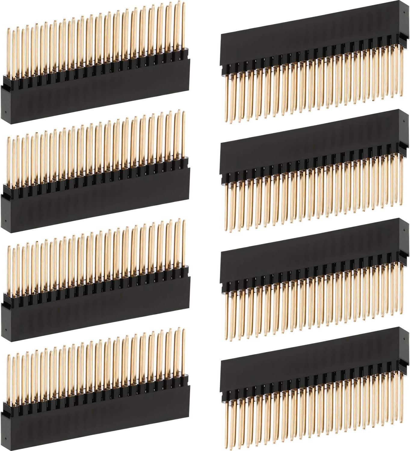 8 pcs 2 x 20 (40 Pin) Extra Tall Female 0.1 Inch Pitch Stacking Header Compatible with Raspberry Pi A+/B+/Pi 2/Pi 3 Extra Tall Header