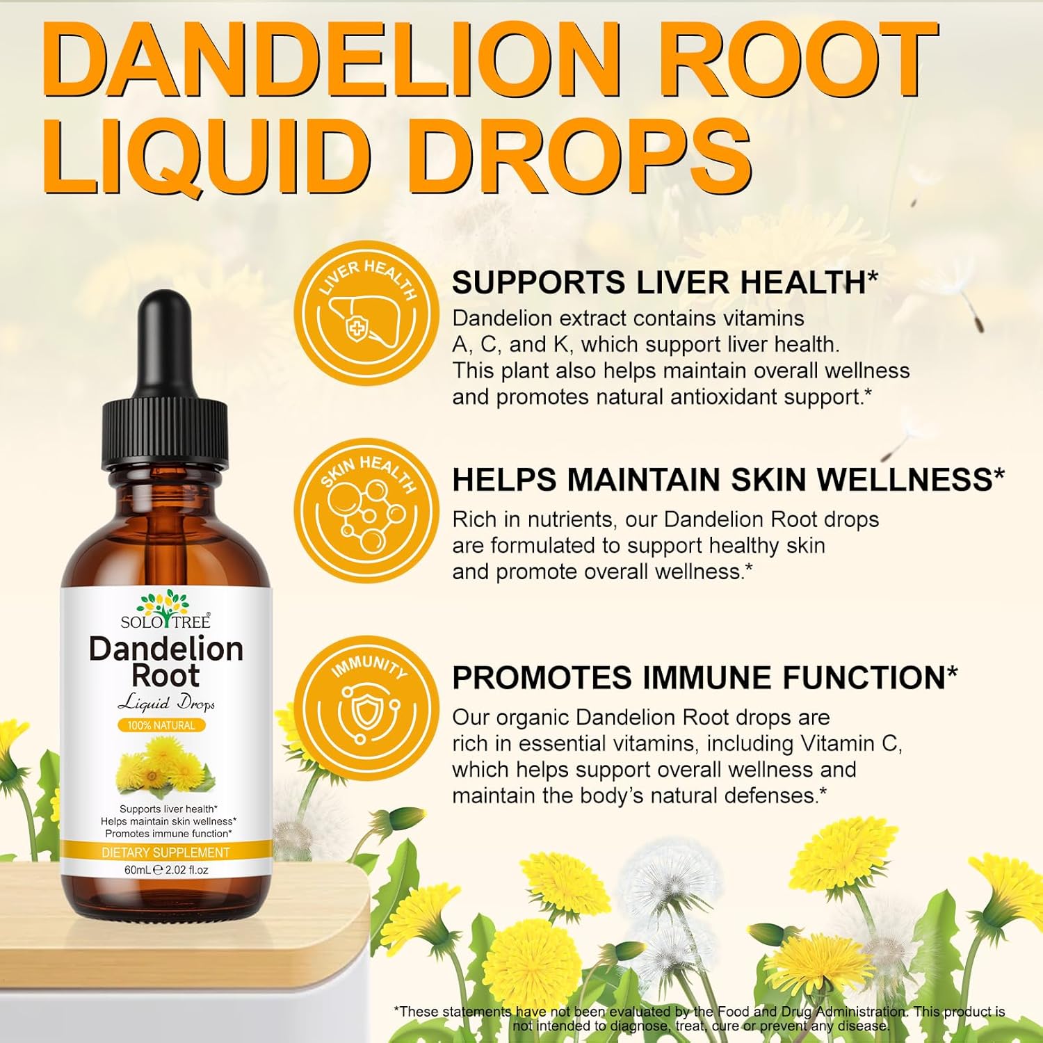 Dandelion Root Extract Drops,Liquid Organic Dandelion Root Supplement for Liver Health | Vegan | Gluten Free | Sugar Free | Non-GMO (1) - Image 2