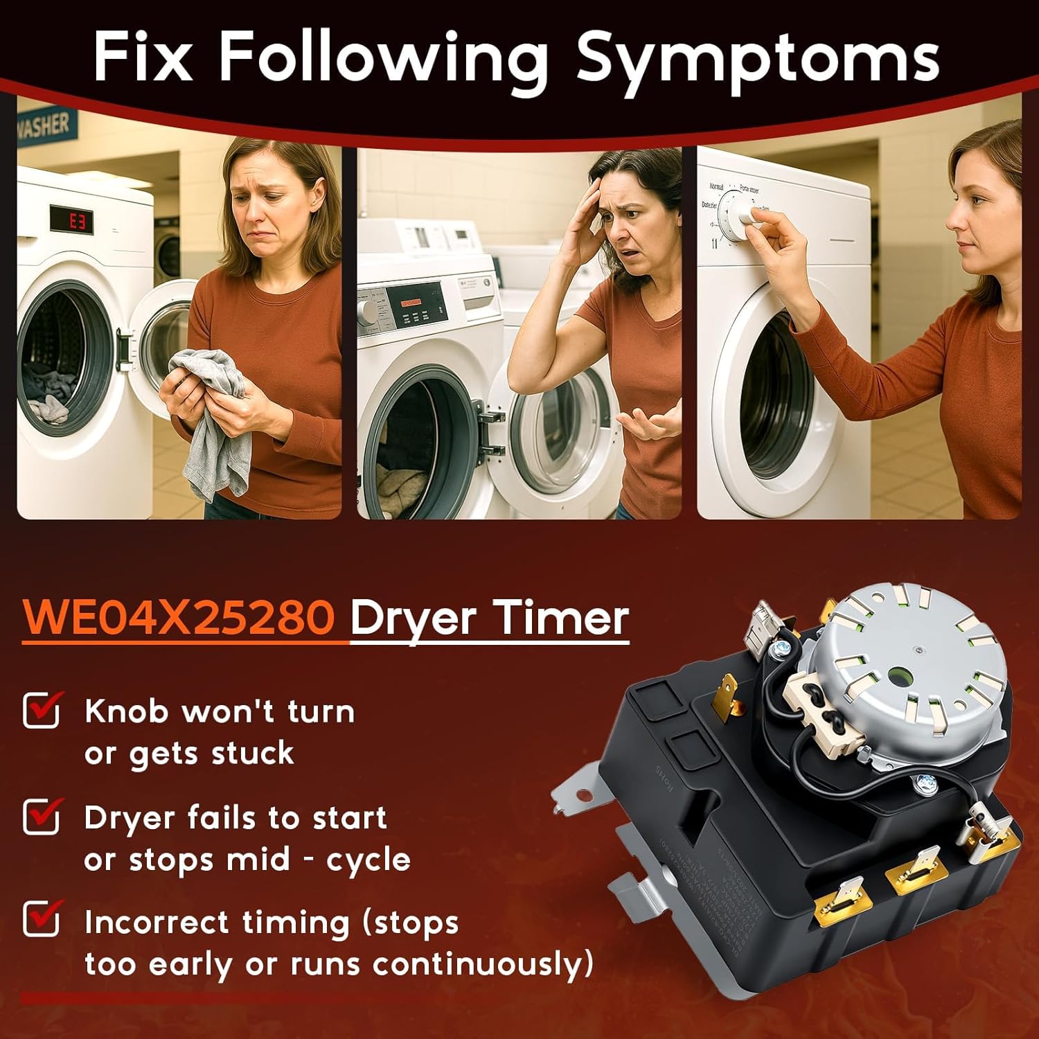 Upgraded WE04X25280 234D2377P005 Dryer Timer Compatible with GE Hotpoint Dryer Timer Replacement, TMD1EM35 Dryer Parts for GTD33EASK0WW GTX22EASK0WW GTX33EASK0WW HTX21EASK0WW