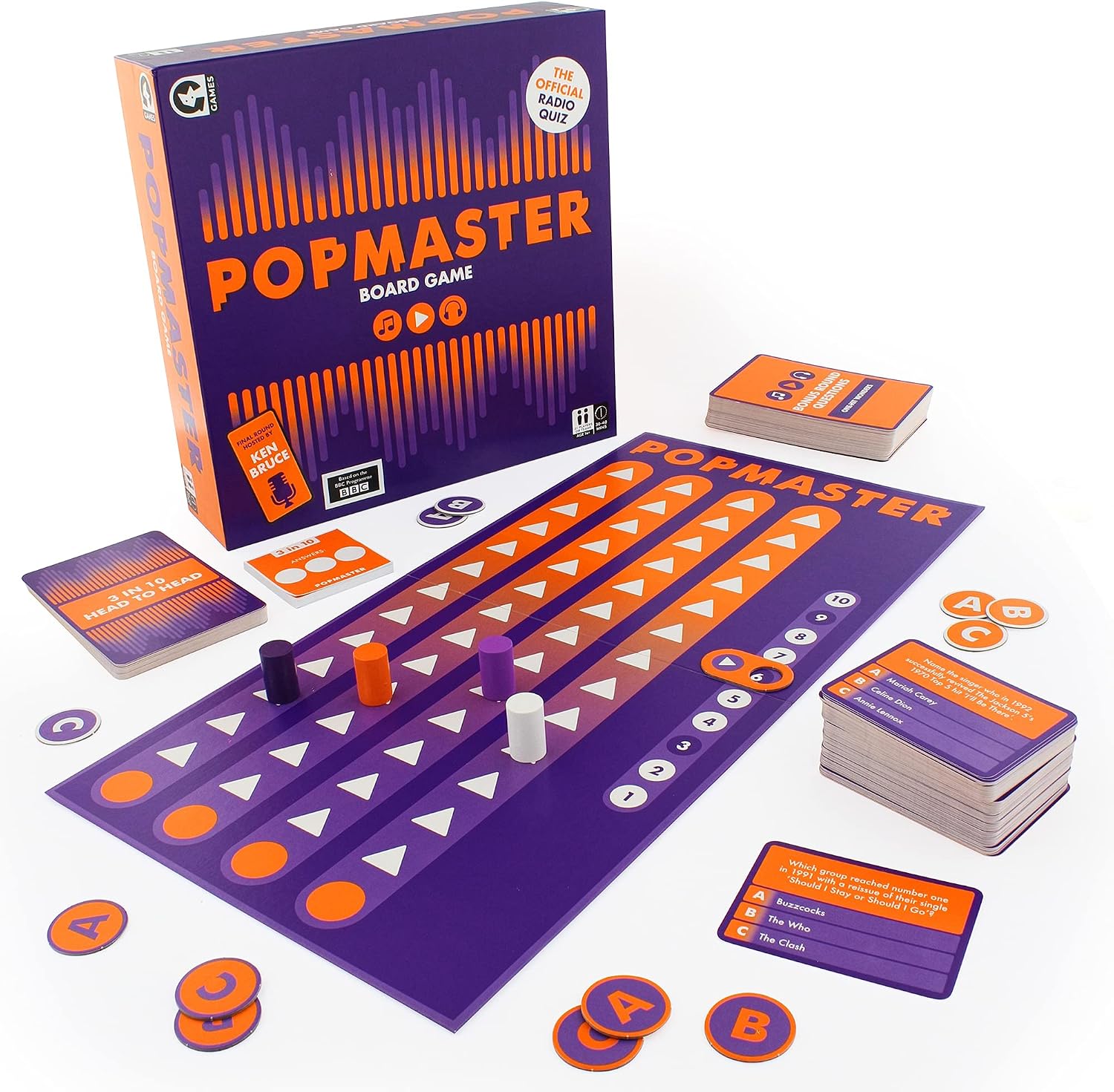 Ginger Fox Official PopMaster Board Game, Based On The Weekday BBC Radio 2 Quiz