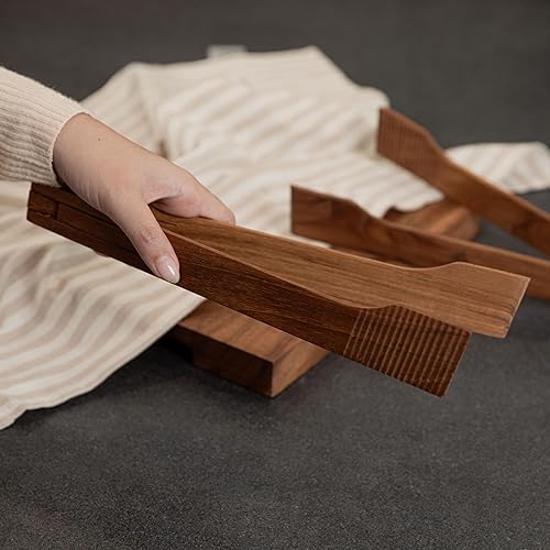 Miniatura 8 de Pinzas para ensalada de primavera súper delgadas servidor de mano de ensalada de madera de teca de 0.1 x 0.1 x 12 pulgadas de utensilios de cocina