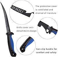 Vista 3 de Cuchillo de pesca, kit de limpieza de peces 7 piezas cuchillo de pescado, cepillo de limpieza de escamas de pescado, tijeras multifuncionales