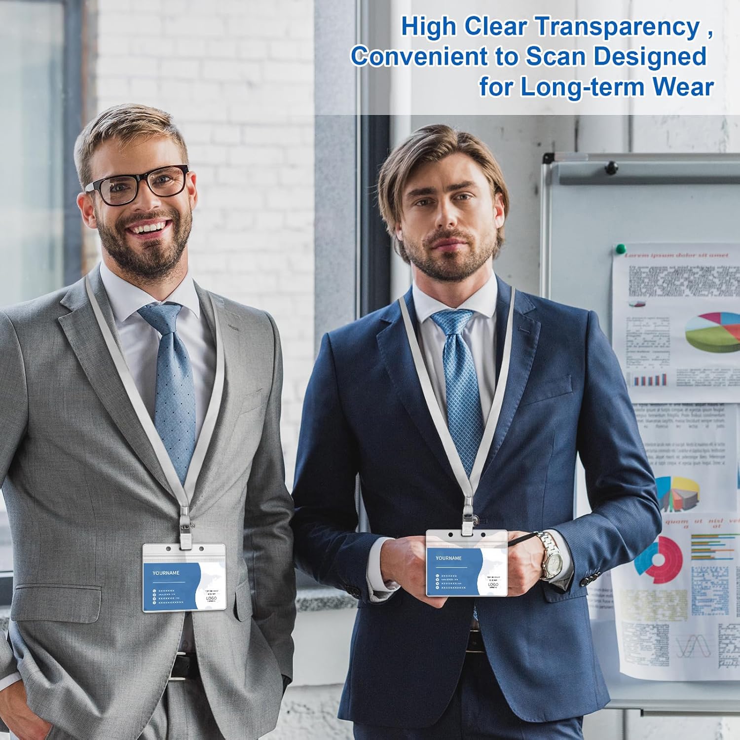 100 Pcs Lanyards for ID Badges and 100 Pcs Clear Name Tag Holders Reusable Lanyard with Clip Plastic ID Card Badge Holder Name Badges for Adults Kids Business School Office Supplies (Gray)