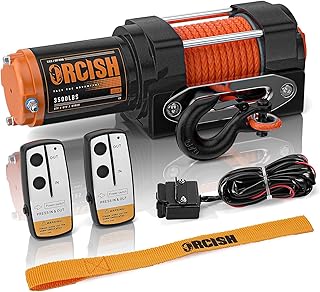 ORCISH Upgrade 3500 lb 12V DC Electric Winch, ATV/UTV Winch Kit for Towing, 1/4"×30' Synthetic Rope with Both Wireless Handheld Remote and Corded Control Recovery, Easy Assembly Winches