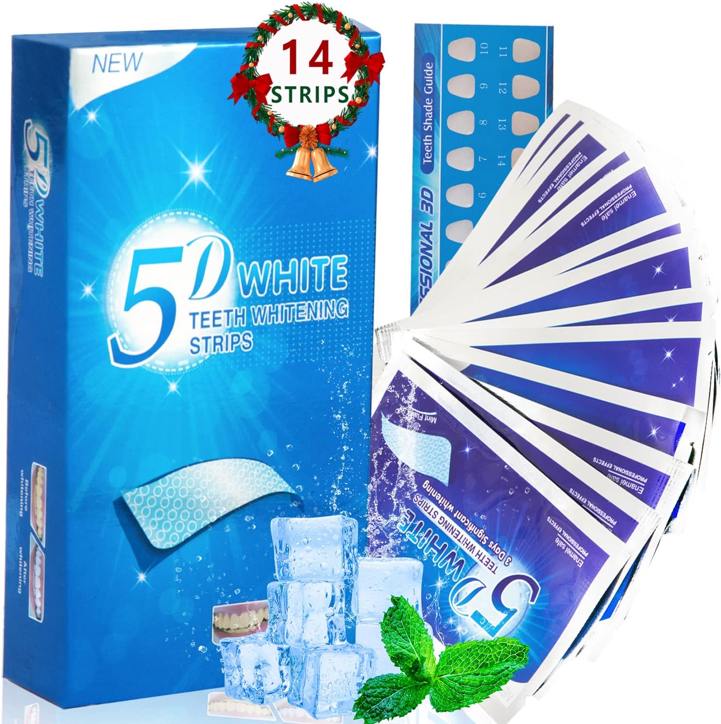 SIGMOOR 14 White Teeth Whitening Strips,5D No-Slip Teeth Whitener,7 Sets Dentist Formulated Whiting Strips Kit for Sensitive Teeth,Gentle and No Sour Tooth,Helps to Remove Smoking Coffee Wine Stain